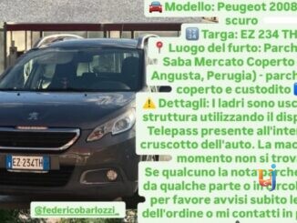 Auto rubata dal parcheggio cuatodito del Mercato Coperto, un appello per rintracciarla