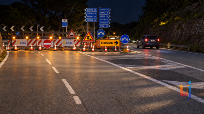 Grandi lavori su E45, chiusure notturne a Collestrada dal 5 ottobre