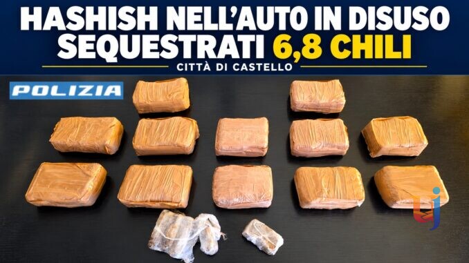Sequestrati 6,8 chili di hashish nascosti in un’auto abbandonata